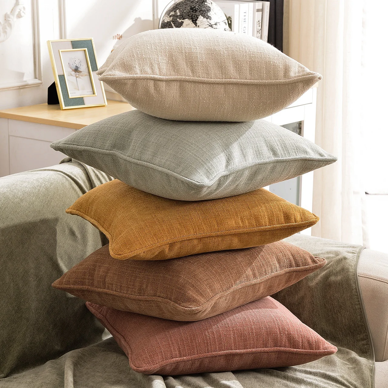 

Solid Color Cotton And Hemp Pillow Case Headrest Pillow Back Cover Car Waist Pillow Cushion Sofa Pillow Case 45x45 Cojines