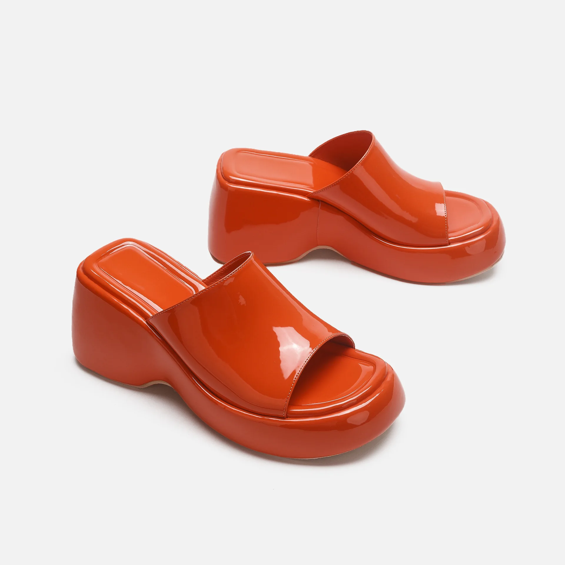 2023 Summer Women's Plus Size Platform Wedges Sandals Open Toe Mules Slip on Outdoor Purple Color Peep Toe Shoes images - 6
