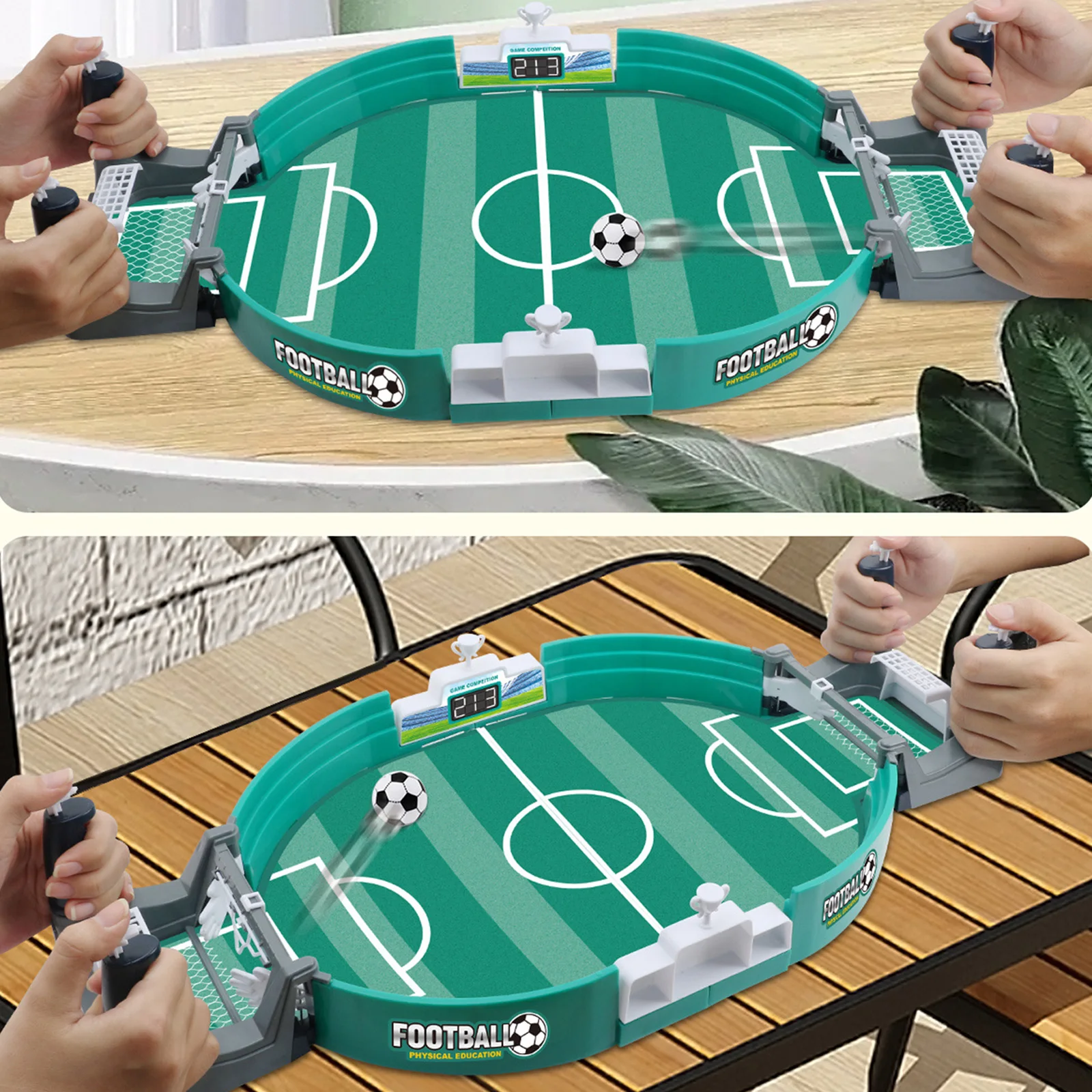 

Portable Football Game Desk Mini Parent-child Interactive Toys with 2/4/7 Footballs Pressure Relief Table Soccer for Kids Adults