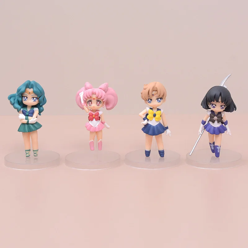 

4Pcs/Set 7CM Popular Anime Figure Sailor Tsukino Usagi Q Version Kawaii Moon Dolls Children's Toys PVC Model Gift