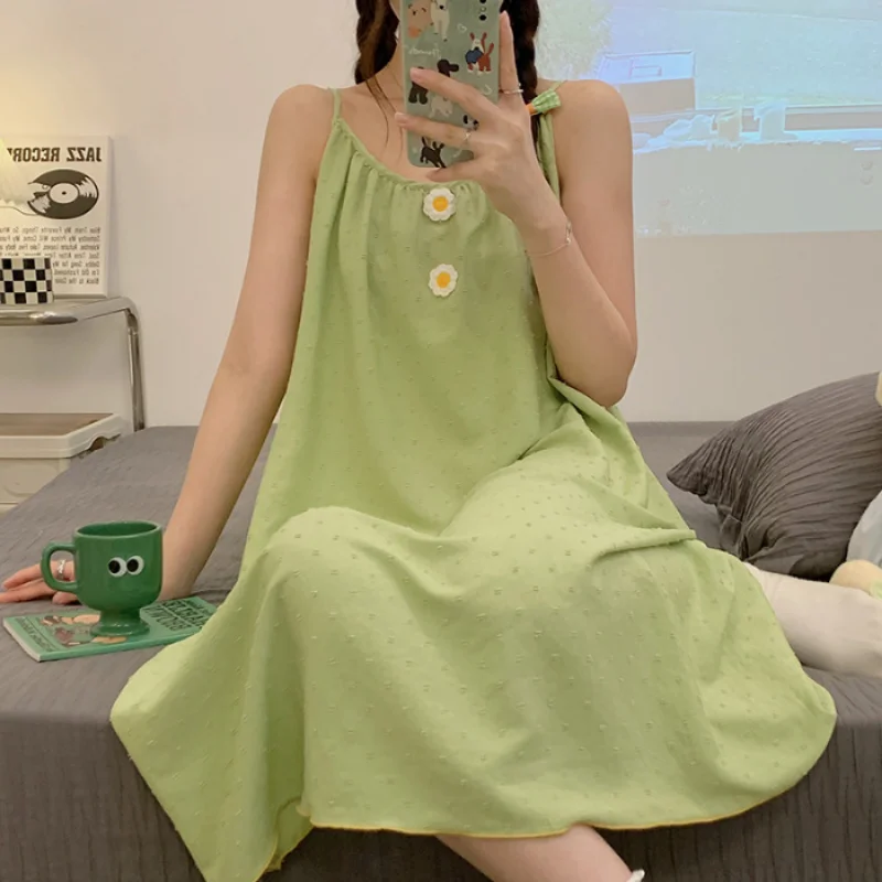 

Summer Women Sleepwear Nighty for Ladies Sexy Women Pajamas Large Sizes Dress for Fat Kawail Girl Woven Slip Dress Nightwear