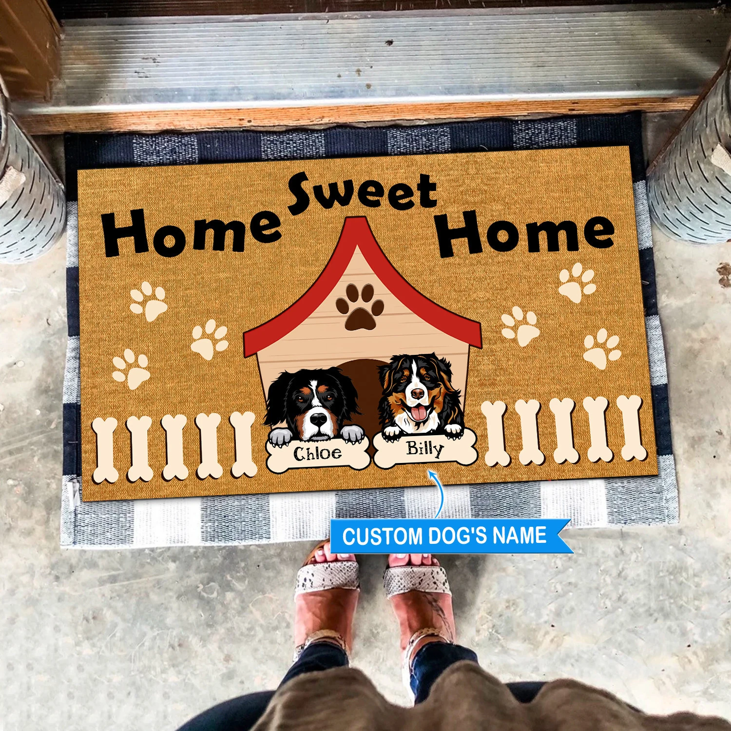 

Custom Name Dog Welcome Flannel Doormat Funny Porch Rug Mats Floor Carpet 3D Indoor Outdoor Doormat Non-slip Style-1