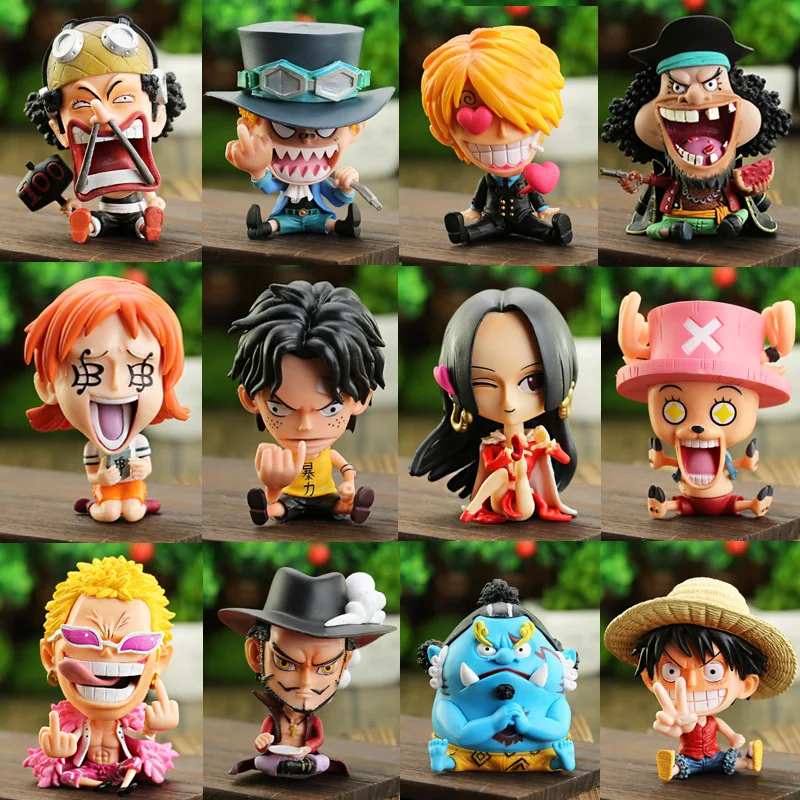 

9cm Q Anime One Piece Luffy Zoro Nami Sanji Robin Boa Hancock Doflamingo Ace Sabo Action Figure Toys Collection Model Doll Gifts