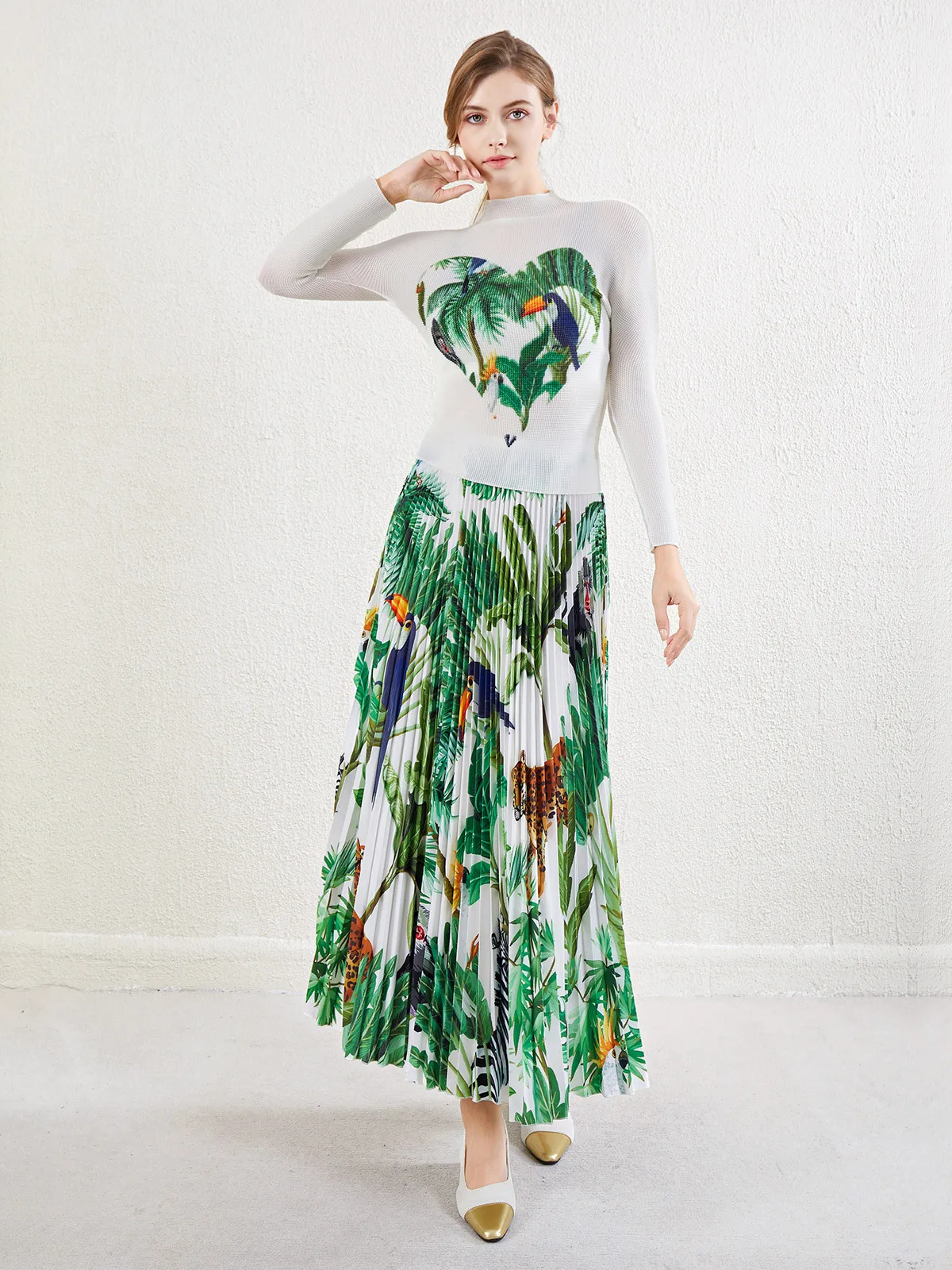 ZJYT 2025 Весенняя элегантная футболка с длинным рукавом цветочным принтом и