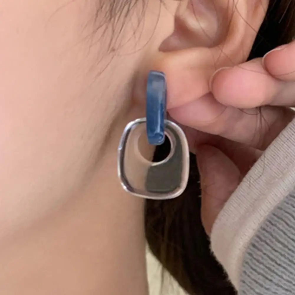 

Charming Ladies Earrings Refreshing Women Accessories Blue Acrylic Geometric Square Ear Studs Earrings Ear Studs 1 Pair