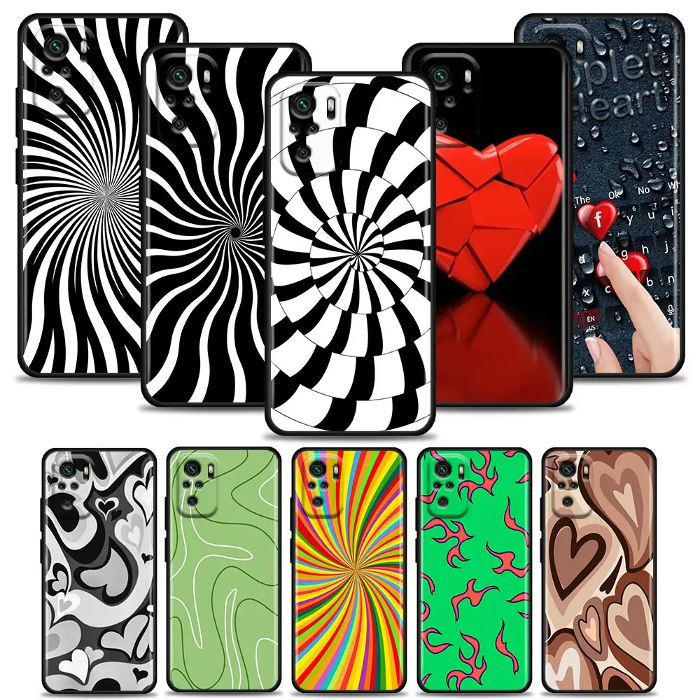 

Phone Case for Redmi 10 9 9A 9C 9i Case K20 K30 K40 Plus Note 10 11 Pro Soft Silicone Cover Psychedelic Pattern Snail