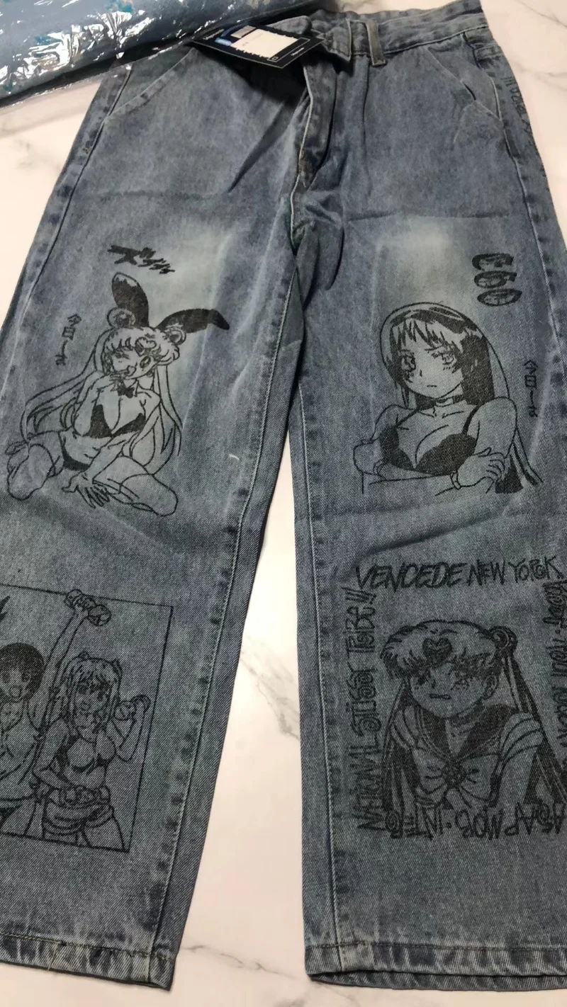 

Уличная мода, повседневные свободные мужские брюки, прямые штаны с принтом, удобные штаны с высокой талией, уличные брюки в стиле хип-хоп