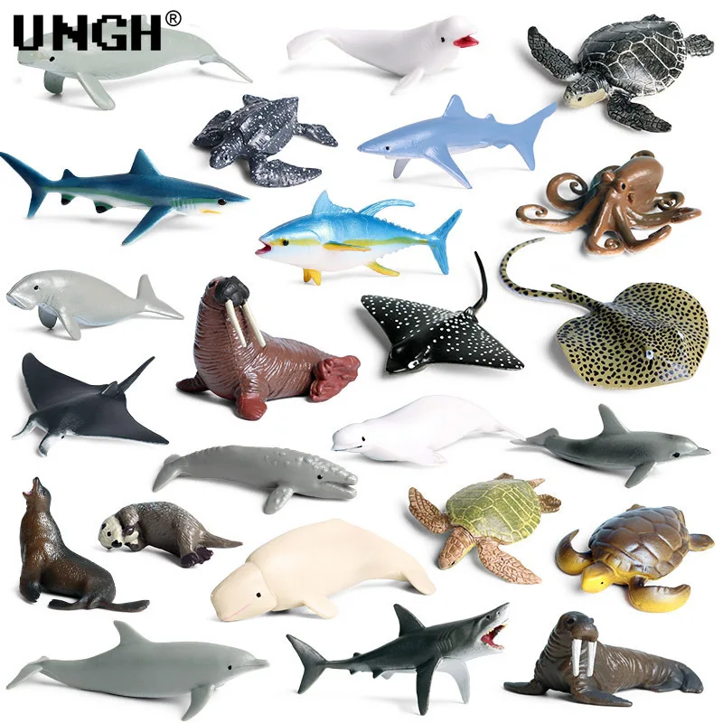 

UNGH Mini Simulation Marine Life Animal Model SeaLife Fish Shark Action Figures Ornament Collection Kid Children Toys Game