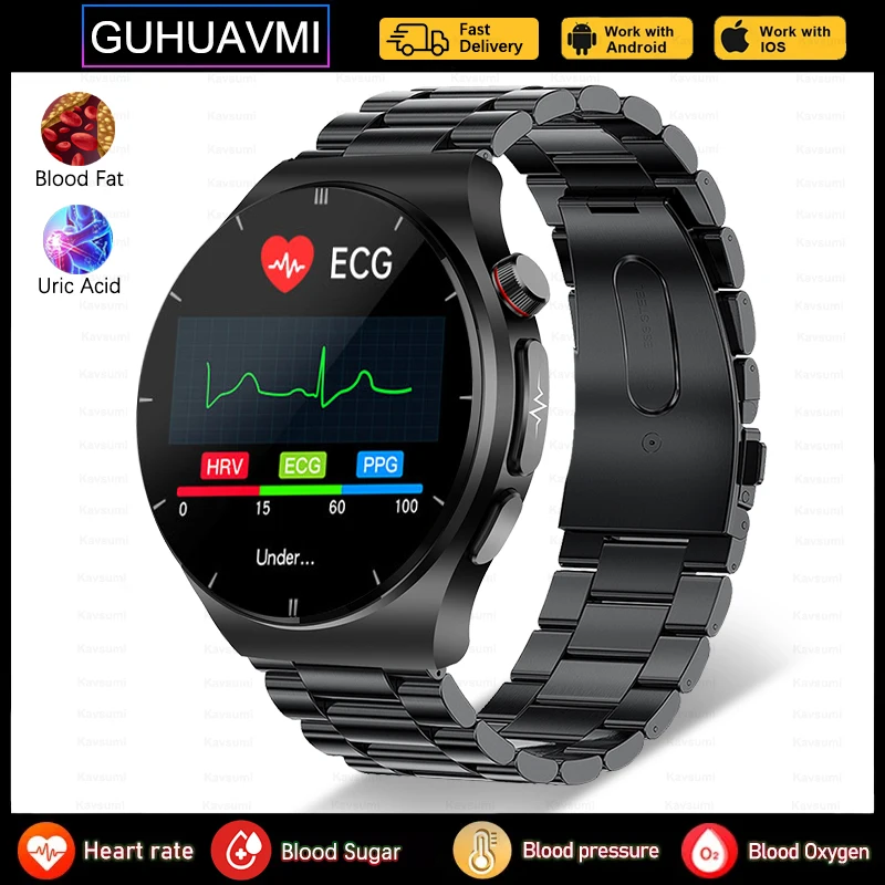 

Новые неинвазивные Смарт-часы с глюкозой в крови с мочевой кислотой, мужские Смарт-часы с Bluetooth, звонками, липидами, кислородом в крови и тонометром, умные часы для здоровья