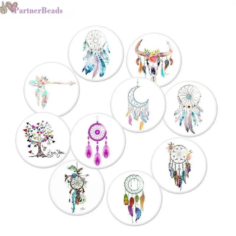 

Ловец снов, Круглое стекло для фото, кабошон, демонстрация плоской задней поверхности, фурнитура для изготовления 20 мм, защелкивающаяся Кно...