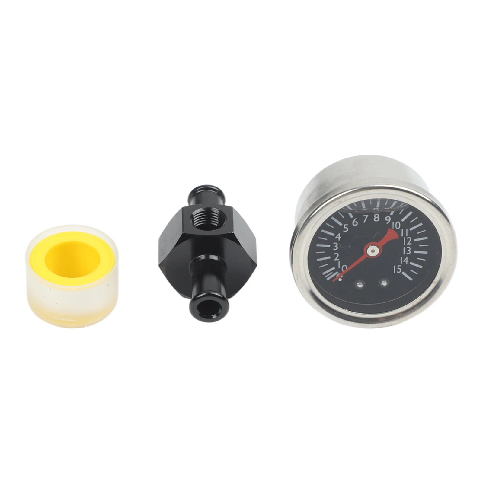 Фото Металлический осевой манометр 0-15 psi с резьбой 1/8 NPT для мониторинга давления в топливной системе и системе смазки двигателя №3