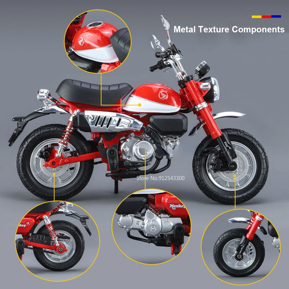 Масштаб 1/12 Игрушечный Мотоцикл Honda Monkey Модель Из Сплава Металла Со Звуком И