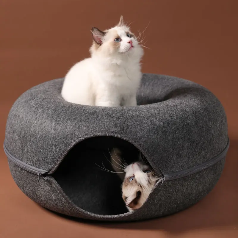 Natural Felt Pet Cat Cave Beds Nest House Basket Funny Round For Cats Small Dogs Pets Supplies