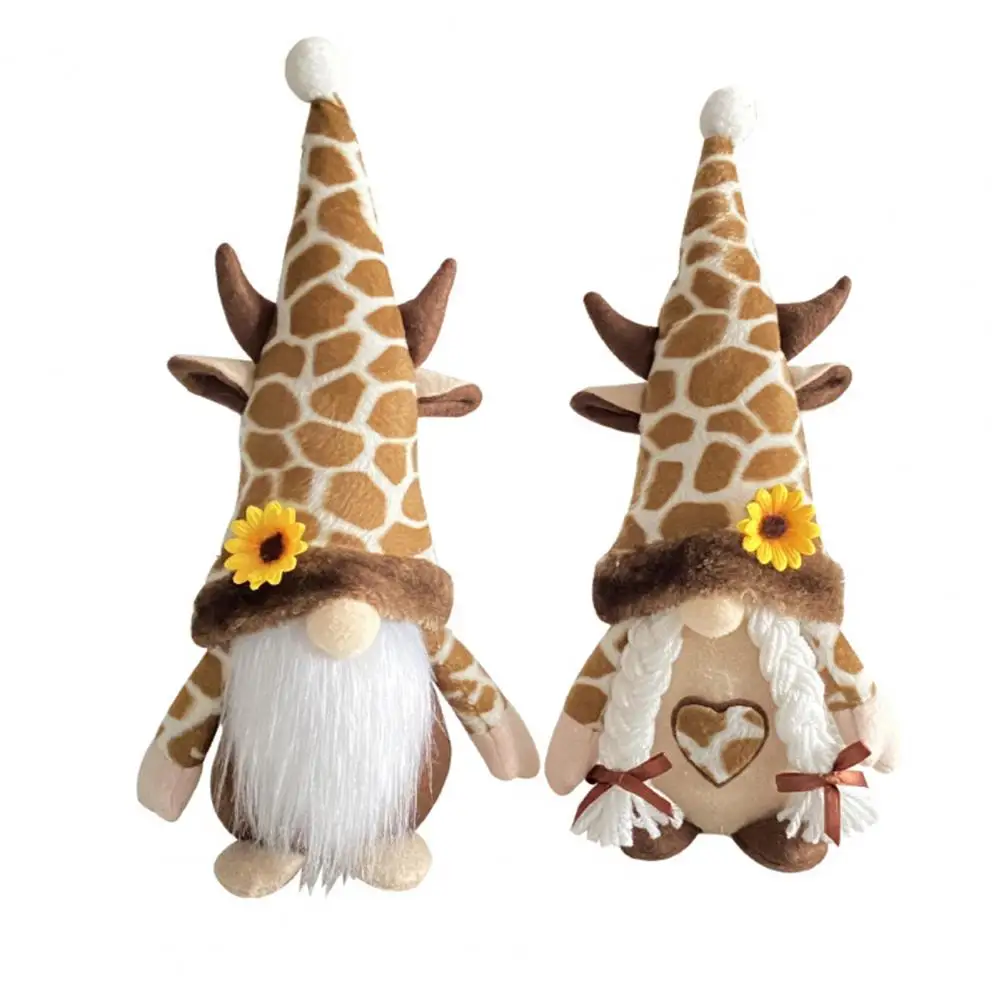 

Lovely Gnome Doll Ornament Sunflower Plush Standing Faceless Giraffe Dwarf Doll No Shedding Faceless Doll Home Decor