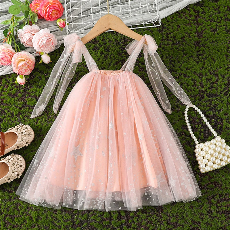 

Toddler Kids Baby Girls Dress Sleeveless Off Shoulder Tulle Tutu Dress Summer Sweet Birthday party Princess Dress