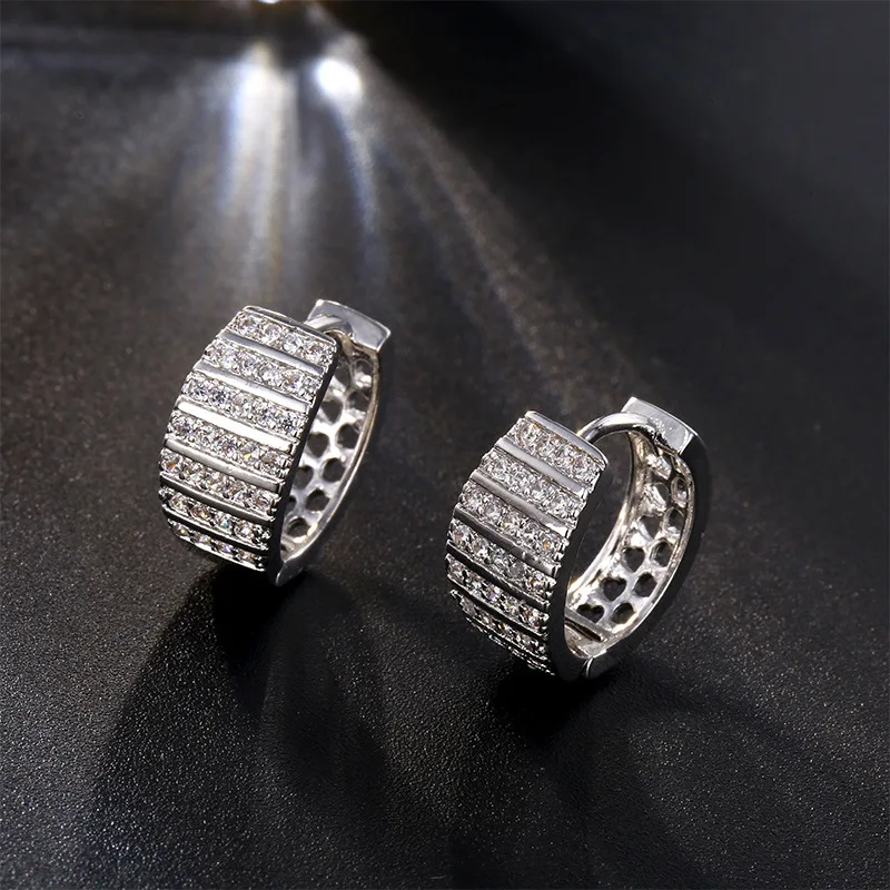 

Hypoallergenic Earrings Set Shiny Cubic Zirconia Cartilage Earrings Women Men Personalized Hip Hop Geometric Pierced Earrings
