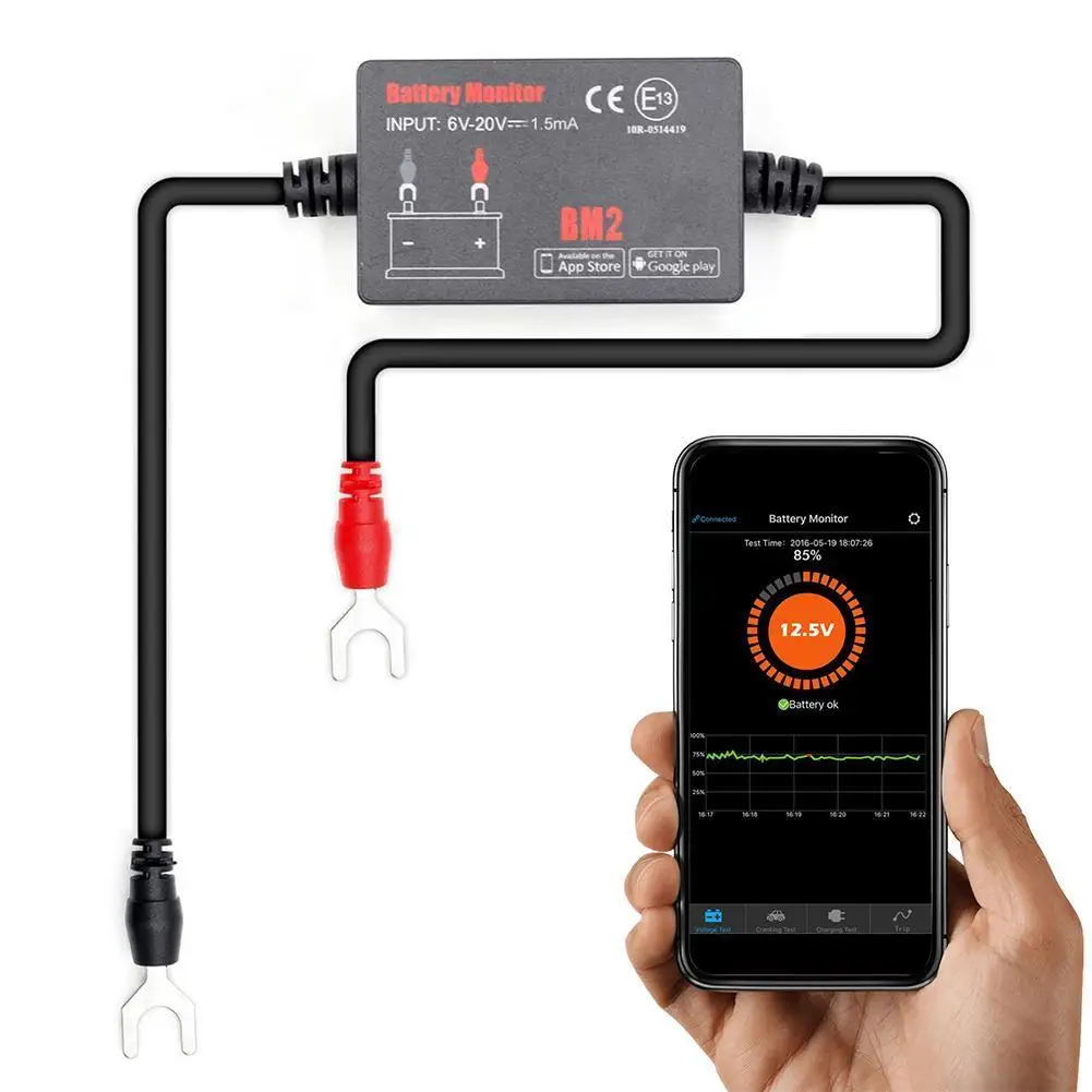 

12V Battery Tester Battery Monitor Car Battery Analyzer Monitor Charging Cranking Test Voltage Test Connect