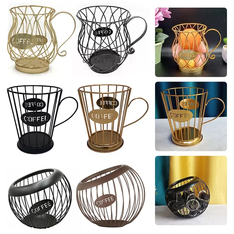 

NEW2022 Coffee Capsule Basket Multifunction Hollow Metal Stand Holder Vintage Coffee Pod Storage Shelves Rack for Home Cafe Hote
