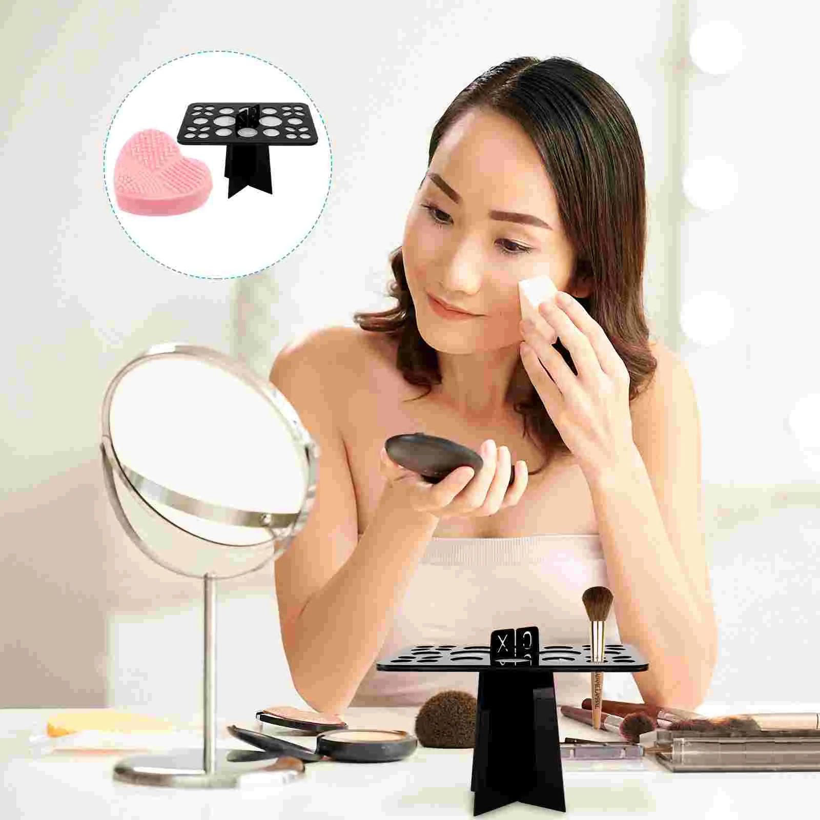 

Подставка для сушки кистей для макияжа, органайзер для кистей, стеллаж для демонстрации дерева, настенный держатель для чистки воздуха, акр...