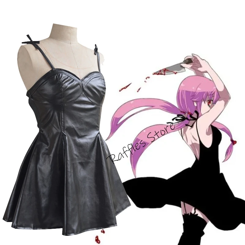 Аниме 2nd Mirai Nikki Gasai Yuno Lolita Sailor Косплей Костюм Черное сексуальное платье Jirai Kei