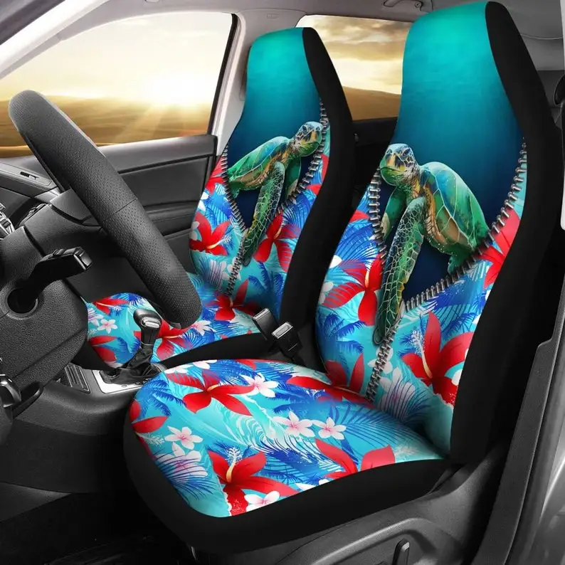 

Turtle 3D Sea Turtle Hawaii Car Seat Covers Luxury Seat Covers, Flower Seat Cover, Custom Front Car Seat Covers, Pair of Covers