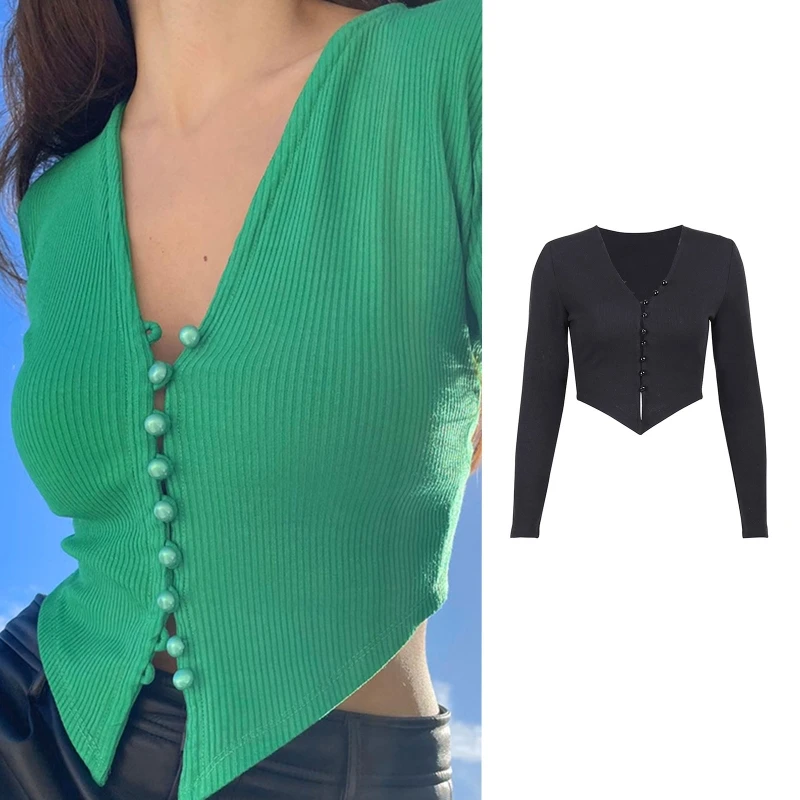 

Элегантный тонкий женский вязаный летний Солнцезащитный Женский Кардиган с длинным рукавом и V-образным вырезом топы L5YB