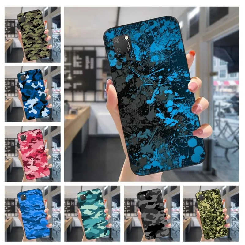 

Камуфляжный камуфляжный чехол в стиле милитари для телефона Huawei Mate 50 40 30 20 Pro SE Nova 10 9 8 Y7p Y7, мягкий черный чехол для телефона