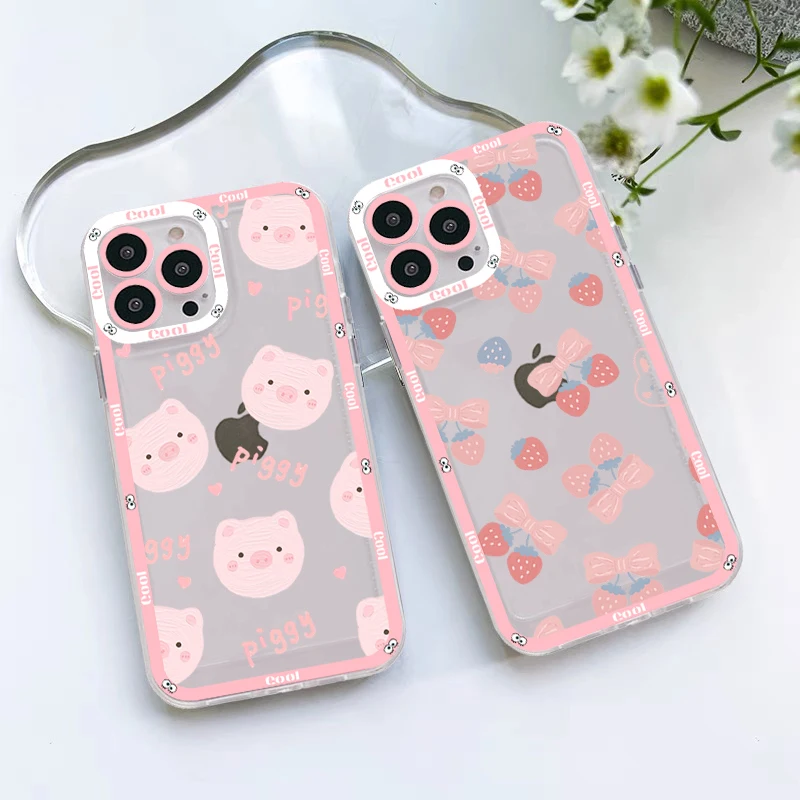 

Cute Animal Bear Dinosaur Pig Phone Case for iPhone 11 12 13 Mini Pro Max 14 Pro Max Case shell