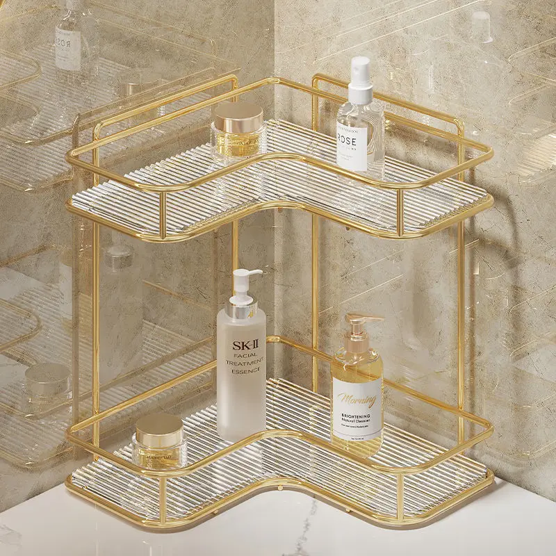 

2Layers Acrylic Light Luxury Triangle Countertop Shelving Bathroom Bedroom Cosmetics and Skin Care Storage Rack Sundries Rack