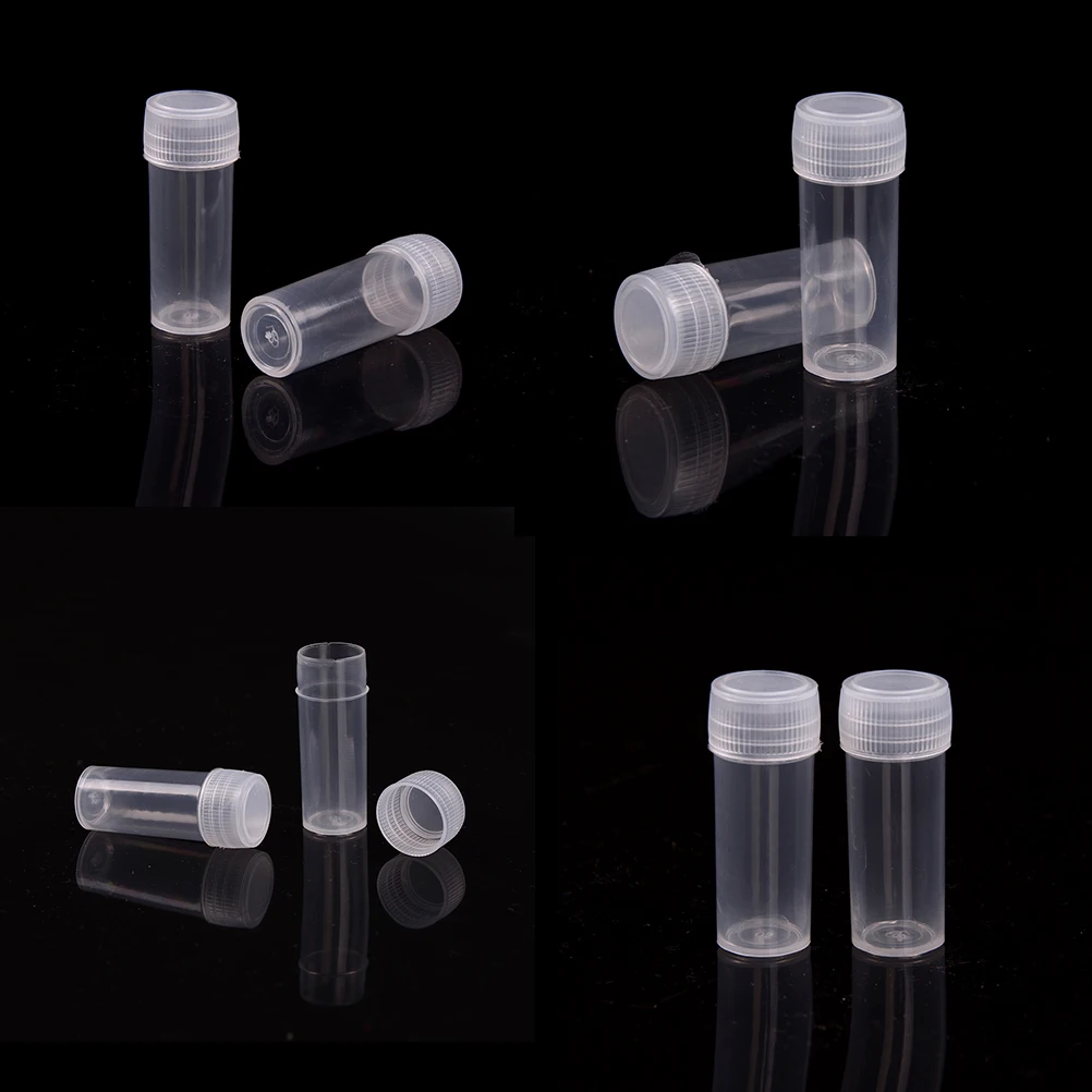 

10pcs Plastic Test Tubes Bottles 5ml Sample Containers Vials Powder Craft With Screw Caps Refillable Bottles