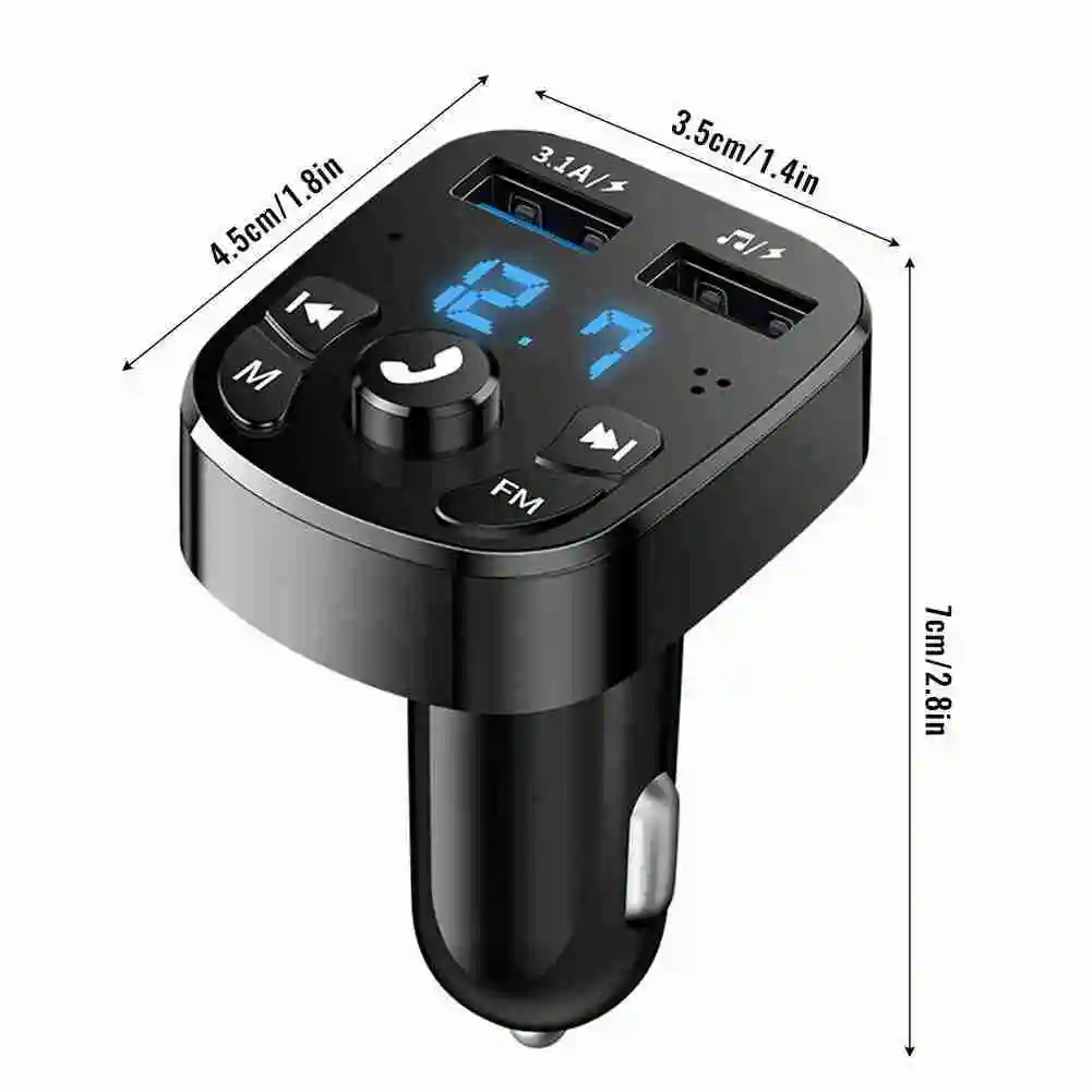 bluetooth compatible fm transmitter car player kit card car charger quick 3 0 dual usb voltmeter aux 12v 24v car transmitter free global shipping
