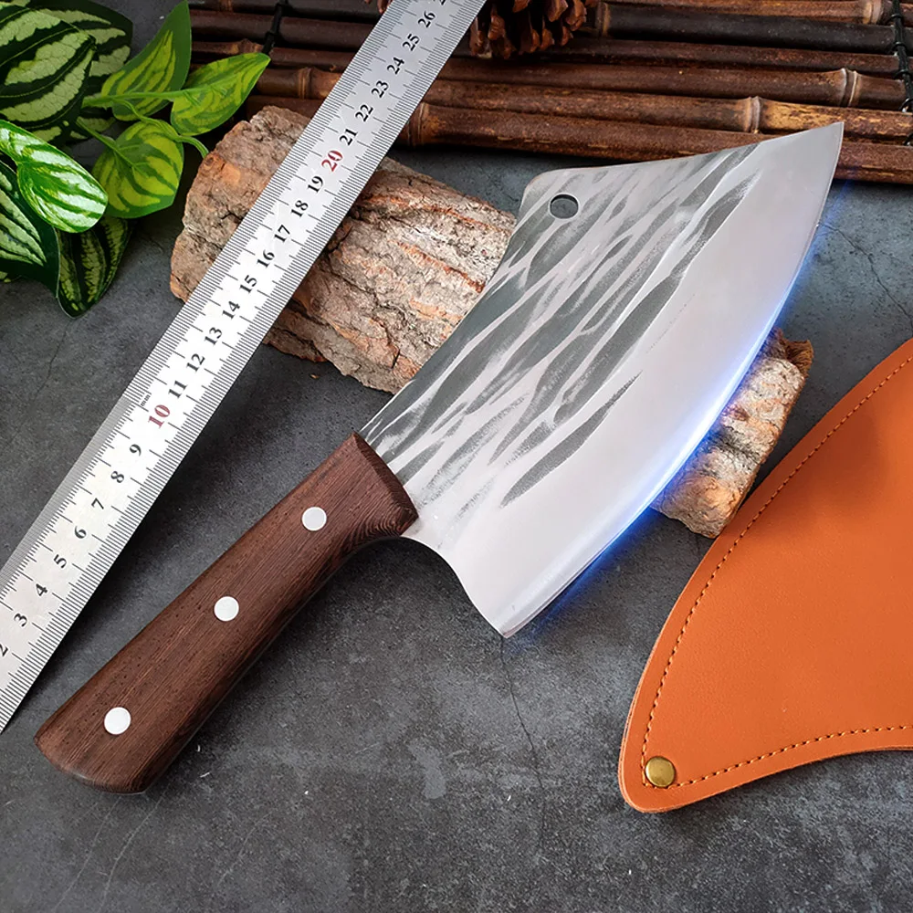 Chef Boning Knife Stainless Steel Kitchen Knives Wooden Handle Meat Cleaver Knife Forged Blade Chinese Knife Chooping Vegetables