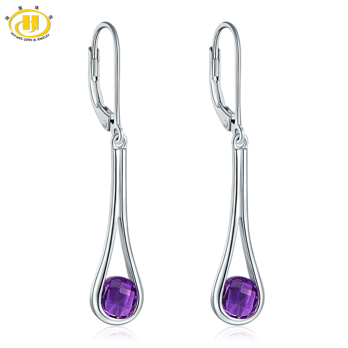 

Серьги-клипсы с натуральным аметистом, из серебра 925 пробы