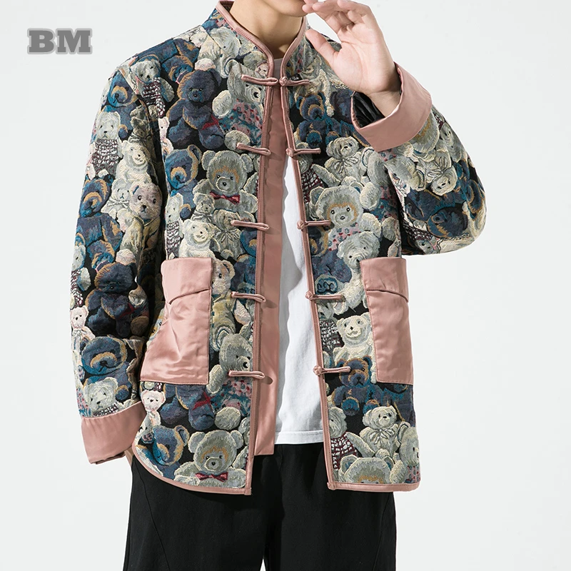 

Китайское традиционное платье, осенне-зимнее плотное платье Тан, модная стеганая куртка с принтом, Мужская одежда, пальто в этническом стил...