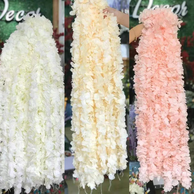 

2pcs Wisteria Garland Artificial Silk Flower Vine for Home White Wedding Garden Decoration Rattan Hanging Wall Fake Flowers