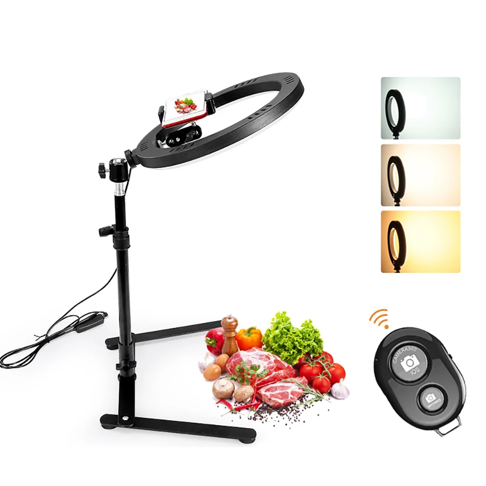 

Mobile phone overhead shooting bracket desktop photo photography video conference fill light 10 inch ring beauty live fill light