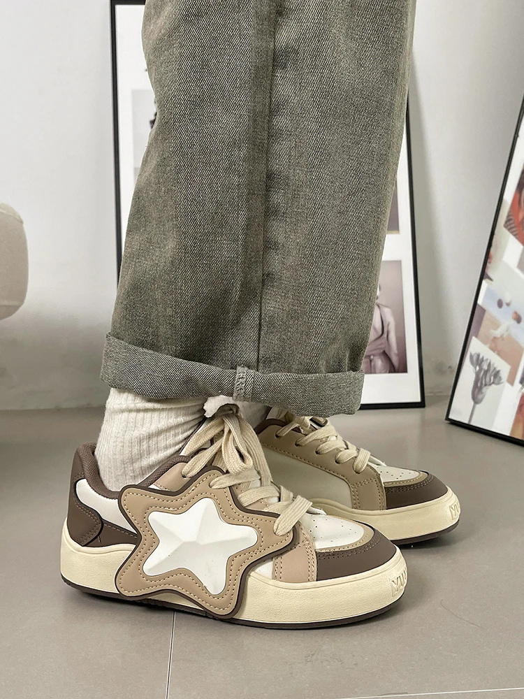 

Кроссовки женские универсальные с круглым носком, из ПУ-кожи