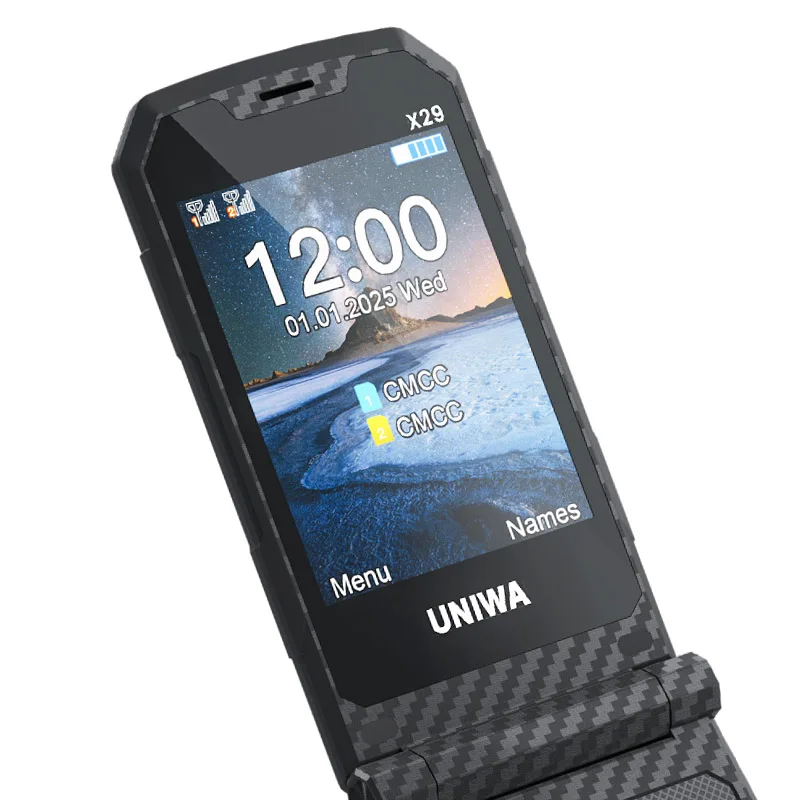 Фото Мобильный телефон-раскладушка UNIWA X29 для пожилых людей, 2G GSM, с большими кнопками, двумя SIM-картами, FM-радио, русской и арабской клавиатурой №5