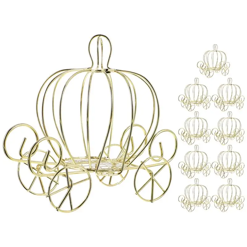 

10pcs Candy Packing Box Pumpkin Carriage Shape Chocolate Storage Box Candy Box Wedding Pumpkin Car Metal Candy Box