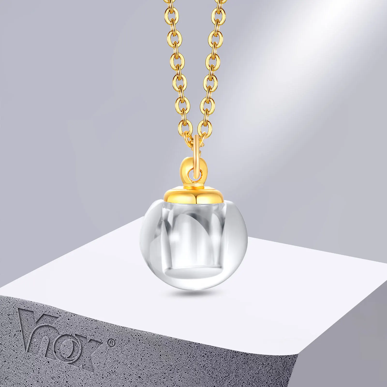 Vnox Cremation Urn Necklace for Women Men, Hollow Clear Matte Glass Pendant, Ashes Vial, Perfume Holder, Elegant Jewelry