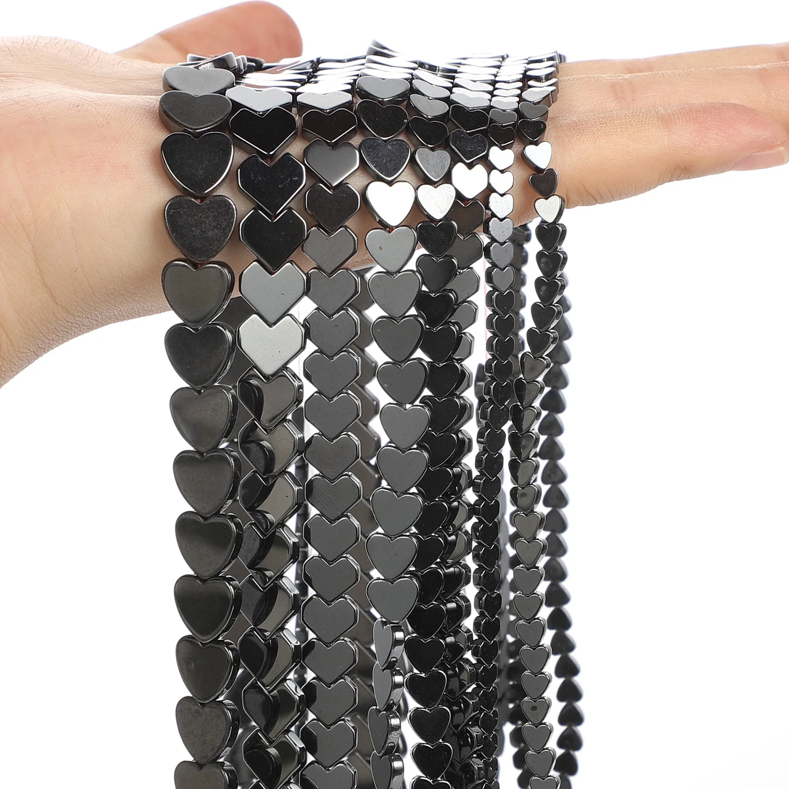 

Heart&Chick Heart Black Hematite Stone Beads Loose Spacer Bead For Jewelry Making DIY Bracelet Needlework Accessories 4-10mm