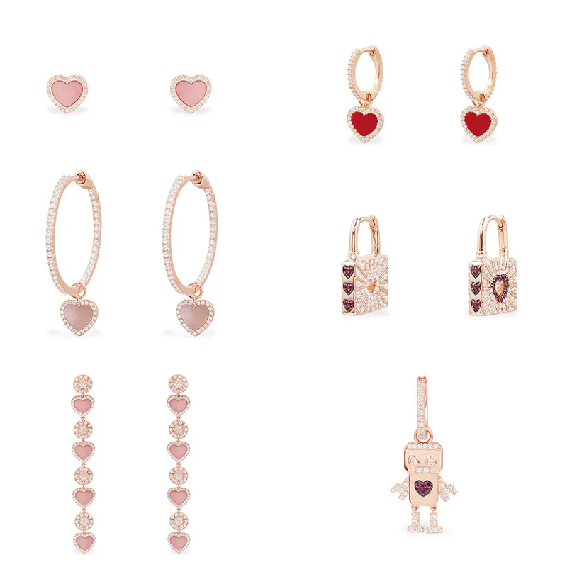 

LIDU 925 пробы серебряные, новая коллекция на День святого Валентина, серьги для влюбленных, подарки для друзей