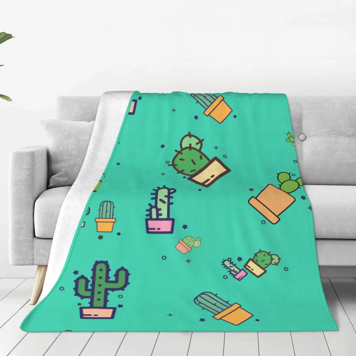 

Cactus Blanket Ultra Soft Cozy Blooming Flowers Decorative Flannel Blanket All Season For Home Couch Bed Chair Travel