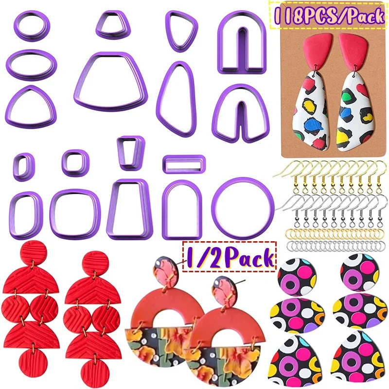 

118Pcs Polymer Clay Cutters Set 18 Shapes Plastic Clay Earring Cutter Stainless DIY Jewelry Mold Earring Making Accessories