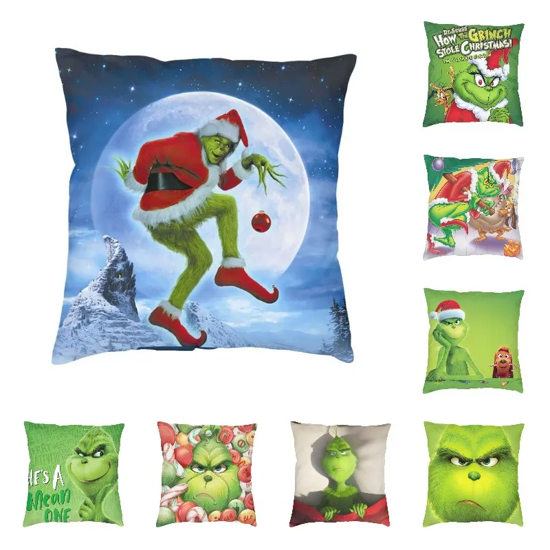 

Personalized Grinch Stole Christmas Throw Pillow Case Home Decorative 3D Two Side Printed Square Cushion Cover for Car