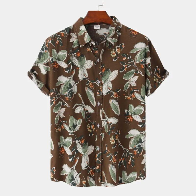 

Мужская одежда 2022 Гавайский пляж печати короткий рукав свободного покроя мужская рубашка Топ