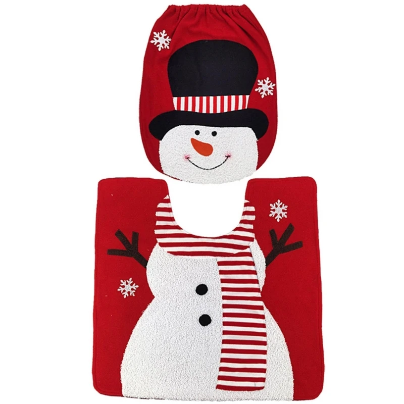 Рождественский чехол на сиденье для унитаза ванной комнаты набор ковриков и узор