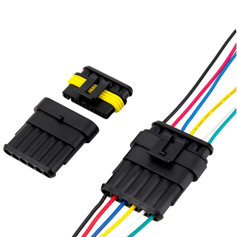 Фото 6-контактный водонепроницаемый автомобильный разъем AMP 18AWG (папа-мама) с проводом, быстроразъемный, для грузовиков DJ7061-1.5-11/21 OEM 282090-1/282108-1 №3