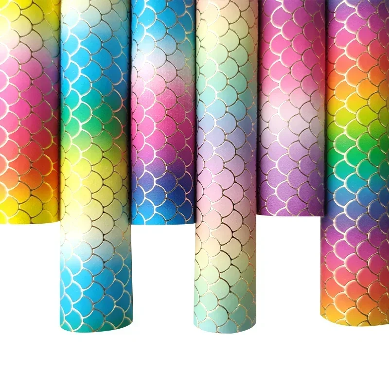 Переливающийся градиентный фотоблестящий искусственный кожаный рулон ткани для