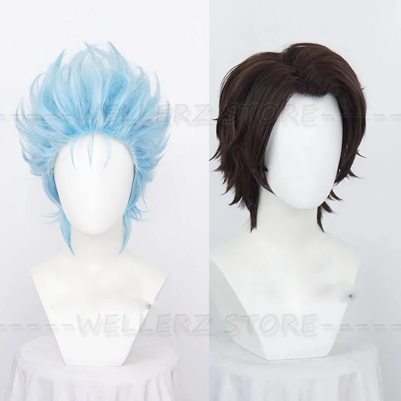 

Косплей голубой парик Aizen Sousuke аниме, костюм для Хэллоуина для мужчин A14